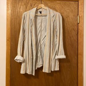 Pink & Yellow Striped Casual Blazer